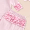 thumbnail image 6 of qiiinnHk Baby Girl Clothes Ruffles Striped Long Sleeve Romper Bodysuit Elastic Pants Set Cute Fall Winter Outfits 9-12 Months,Pink, 6 of 6
