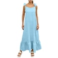 thumbnail image 3 of Sentmoon Robe de Printemps Grande Taille Fête Sans Manches Col Rond Robes d'Été pour Femmes Couleur Unie Dos Ouvert Coupe Régulière Robes de Vacances pour Femmes Mode Urbaine pour l'Été et Temps Chaud S, 3 of 8