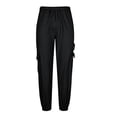 thumbnail image 4 of successthop Cargo Pant Elastic Waist for Men Solid Workwear with Pockets Zipper Straight Sport Trousers Black, 4 of 7