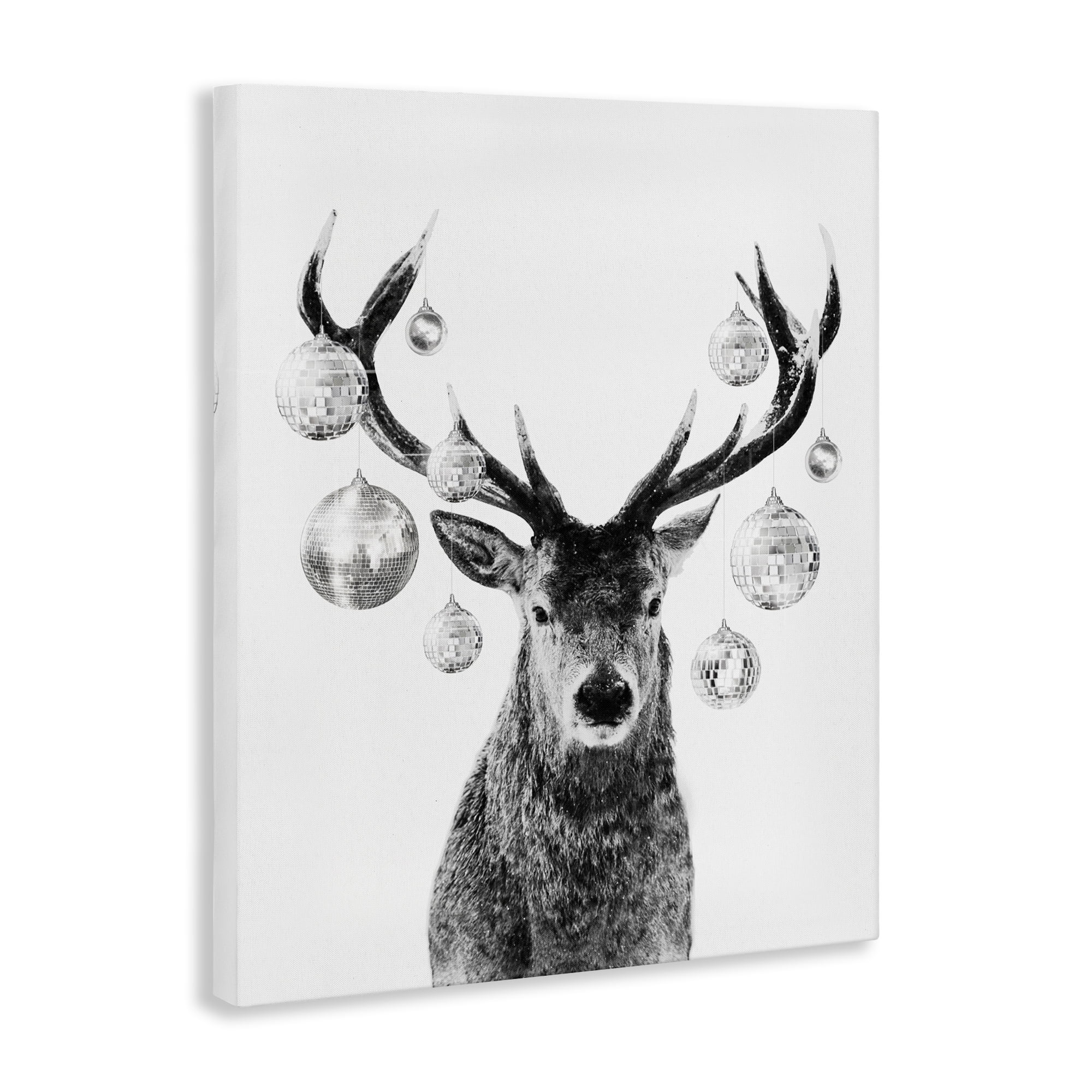 Stupell Industries Deer with Disco Balls Animals & Insects Painting Gallery Wrapped Canvas Art Print Wall Art, 16 x 20