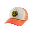 thumbnail image 1 of Gravity Threads Smile Face Embroidery Adjustable Trucker Hat - Cross Eye - White/Neon Orange, 1 of 2