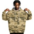 thumbnail image 2 of FENGYOU Mens Fleece Lined Pullover Hoodie Long Sleeve Hooded Sweatshirt Relaxed Fit Camo Print Casual Streetwear Top Light Brown 2XL, 2 of 7