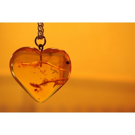 - LAMINATED POSTER Necklace Jewelry Pendant Amber Orange Heart Poster Print 24 x 36