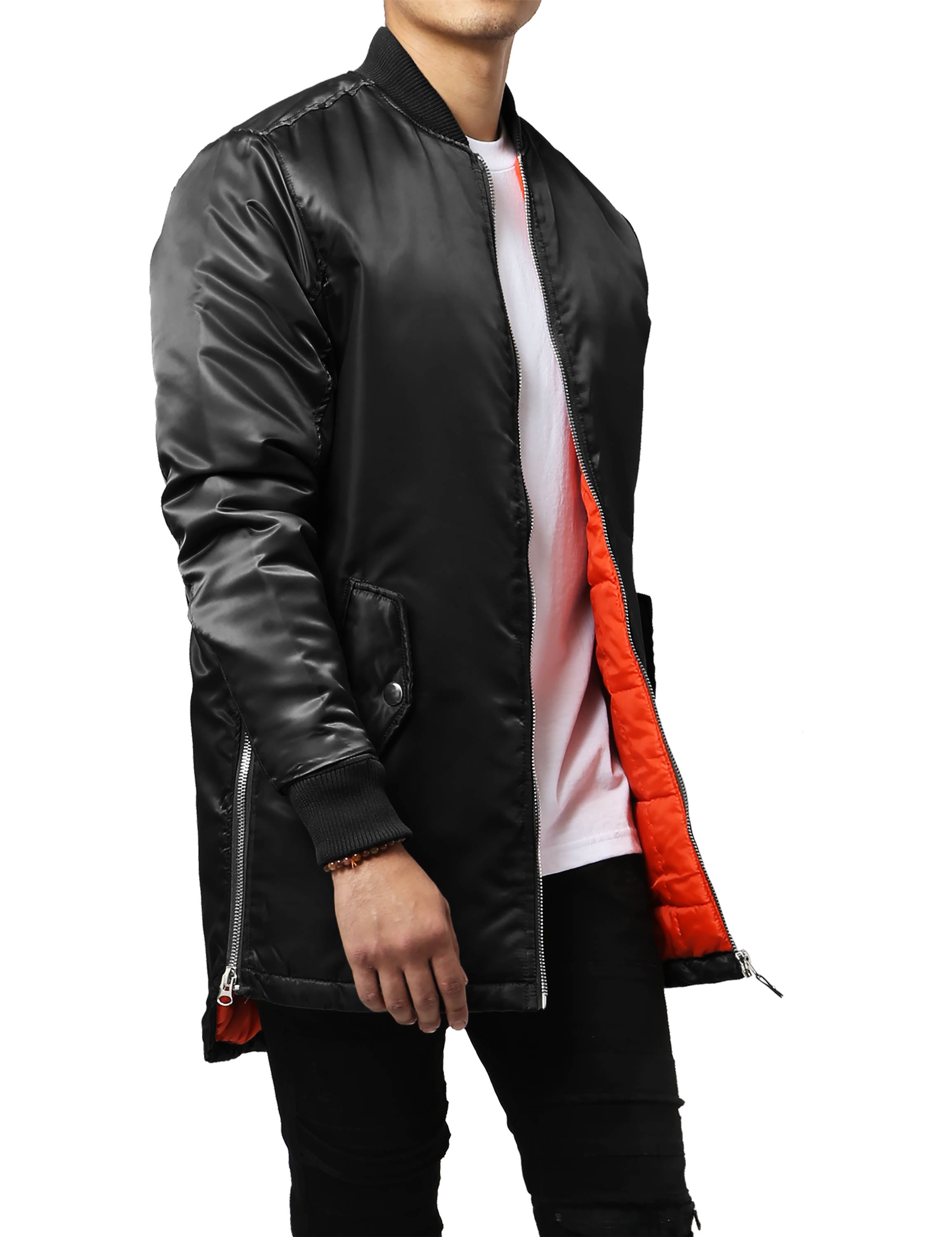 Salme anmodning Hovedløse Ma Croix Mens Quilted Longline Bomber Jacket Hip Hop and Urban - Walmart.com
