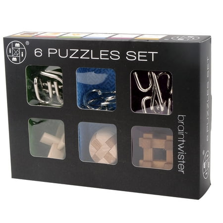 - 6Pcs IQ Brain Teaser Set Metal Puzzle Wooden Kong Ming Lock for Children Adults Intellectual Game
