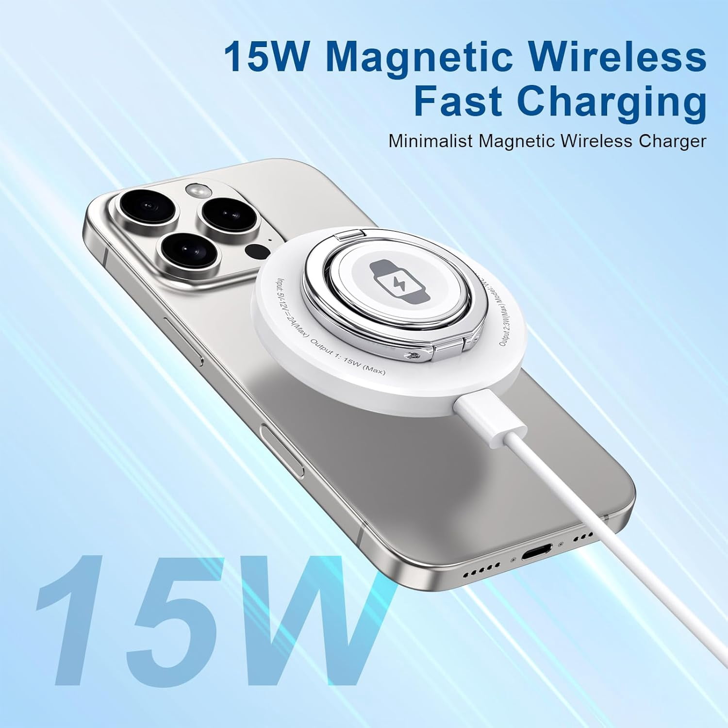 Double Phone Ring Magnetic Charging Holder | Wireless Charging Phone Ring Stand | 3-in-1 Charging Station for Apple Devices | Multi-Device Travel Charger for iPhone, AirPods & Apple Watch (white)