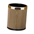 thumbnail image 4 of Basura de basura cesta de desperdicio Moderno Pu Cuero de cuero Puilador de basura de basura para sala de estar, baño, dormitorio, hogar, cocina 14l oro redondo, 4 of 8