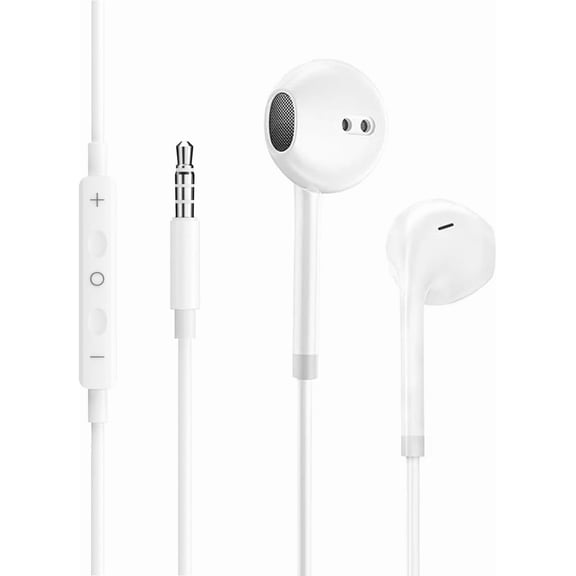 Wired Earphones with 3.5mm Jack – in-Ear Stereo Headphones with Microphone & Noise Isolation, Clear Bass, Comfortable Fit for Smartphones, Tablets, MP3 Players, Laptops