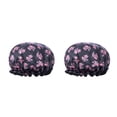 thumbnail image 3 of Minnieouse Gorro de dormir para mujer, gorros para el pelo de ducha de doble altura, a prueba de aceite, multicolor, cubierta para la cabeza de niña, Negro 2piezas Minnieouse CBP389669, 3 of 5