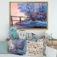 thumbnail image 3 of Bridge Of Meandering River With Winter Scenery I 32 in x 16 in Framed Painting Canvas Art Print, by Designart, 3 of 4