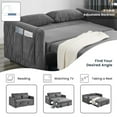 thumbnail image 5 of DEALTOPS 55" Modern Pull Out Loveseat Sofa Bed with 2 Detachable Arm Pockets, Gray, 5 of 9