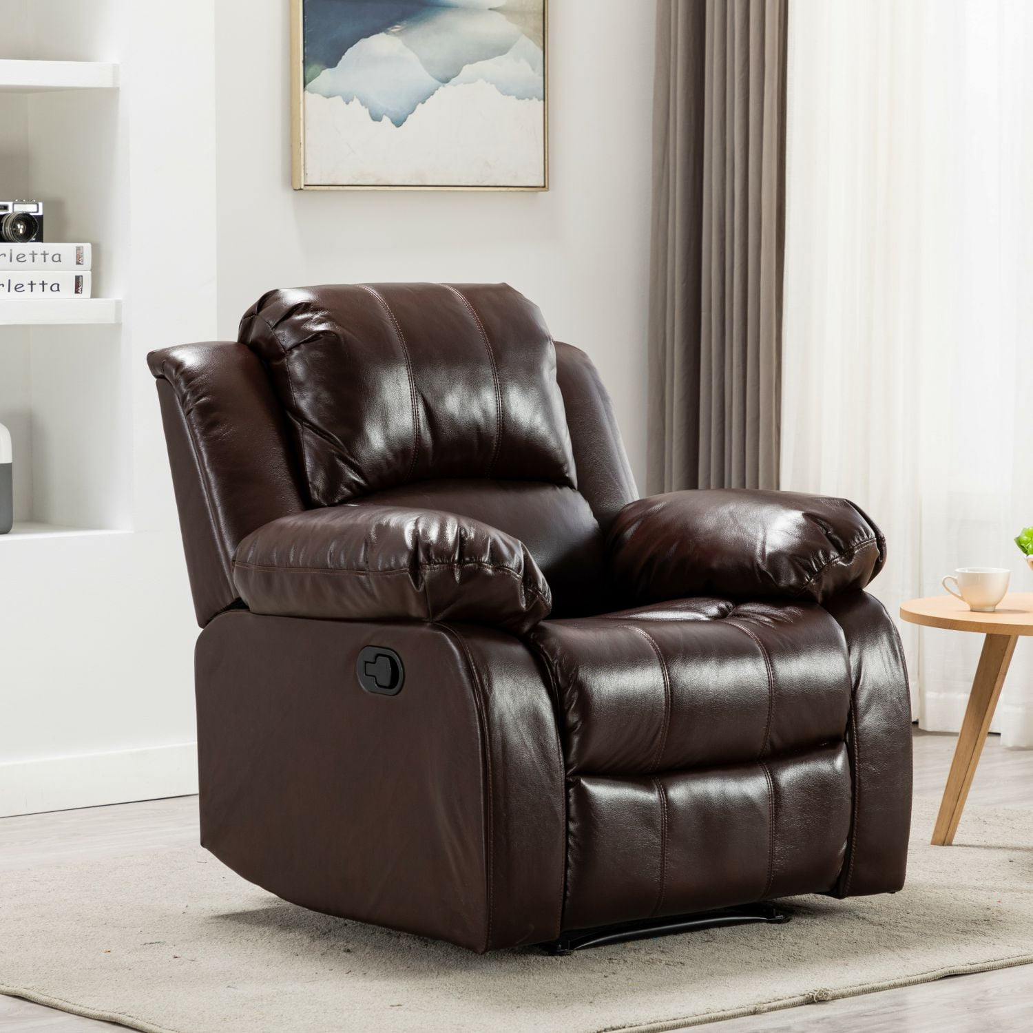 mainstays faux leather home theater recliner
