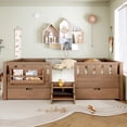thumbnail image 3 of Bellemave Queen Size Montessori Bed Storage and Stairs, Wood Daybed with Bookcase and Guardrails, Queen Floor Beds Frame with 2 Drawers for Room, No Box Spring Needed（Natural), 3 of 9