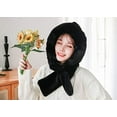 thumbnail image 4 of Womens Soft Thick Warm Fleece Long Hooded Scarf,Black, 4 of 4