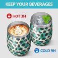 thumbnail image 4 of 12oz Stemless Wine Tumblers Leopard Pattern with Green and Black Spots Vacuum Insulated Stainless Steel Travel Tumbler Cups Mug with Lid and Straw for Champaign,Cocktail,Beer with Cleaning Brush, 4 of 5
