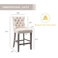 thumbnail image 3 of Tzicr Velvet Counter Height Bar Stools Set of 6, 27" Counter Height Bar Chairs with Button Decor, Nailhead Trim, Solid Wooden Legs, Upholstered Bar Stools for Kitchen, Cafe, Pub (BEIGE), 3 of 6