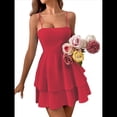 thumbnail image 2 of Vestido Corto de Verano con Lazo y Espalda Descubierta para Mujer Modelos de Vestidos Halter Rojo L, 2 of 10