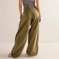thumbnail image 7 of QURATI Women Baggy Cargo Jeans Mid Waist Wide Leg Parachute Denim Pants Sweatpants Pockets Womens Bottoms Green L, 7 of 7