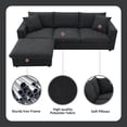 thumbnail image 4 of Euroco 100" Modern L-shaped Sofa 4-seat Sectional Sofa with 2 Pillows, Convertible Ottoman for Living Room, Apartment, Office, Black, 4 of 8