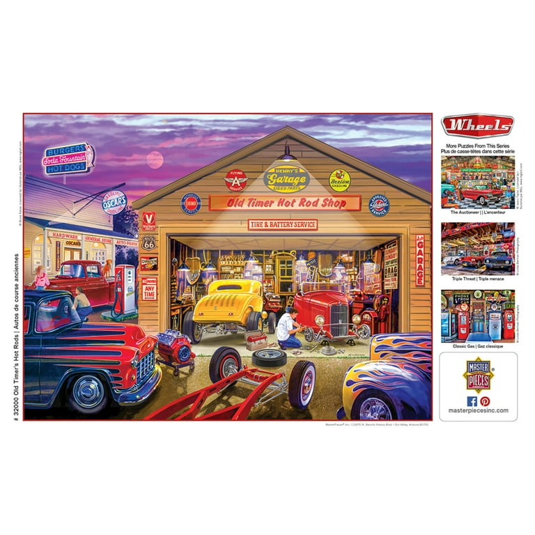 MasterPieces 750 Piece Jigsaw Puzzle - Old Timer's Hot Rods - 18x24 