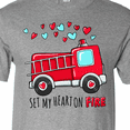 thumbnail image 4 of Inktastic Set My Heart on Fire Valentine Fire Truck with Hearts T-Shirt, 4 of 5