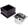 thumbnail image 3 of Espresso Knock Box, Wooden And Stainless Steel Knock Box With Large Capacity, Anti Slip Base Square Coffee Grounds Container For Coffee Shop, Bar,, 3 of 8