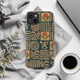 thumbnail image 6 of Tribal Geometric Art Phone Case, Earth Tone Abstract Pattern with Flowers & Figures, Boho Ethnic Style Cover Fits iPhone 16 15 14 13 12 11 Pro Max Mini, 6 of 6