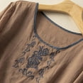 thumbnail image 4 of fartey Cotton Linen Shirts for Women Loose Fit Floral Embroidery Vintage Top Lounge Breathable 3/4 Sleeve Tshirt Lightweight Soft O Neck Summer Blouses Shirt, 4 of 7