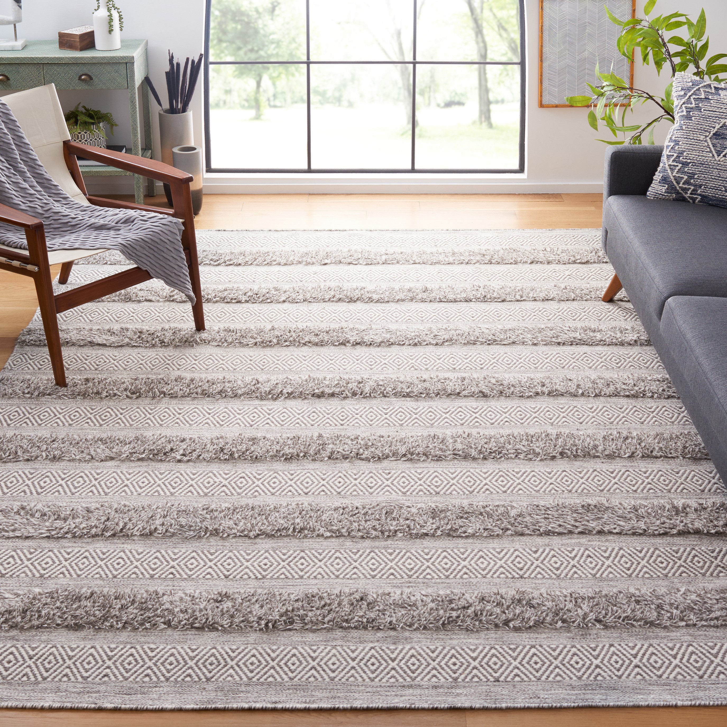 SAFAVIEH Vermont Zavier Stripe Area Rug, Brown/Ivory, 8' x 10'