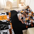 thumbnail image 4 of Castle Fairy Orange Baseball Collage Twin Bedding 7-Piece, Sport Geometric Grid Bedding Comforter Set, Orange Red Black,Black Reversible, 4 of 7