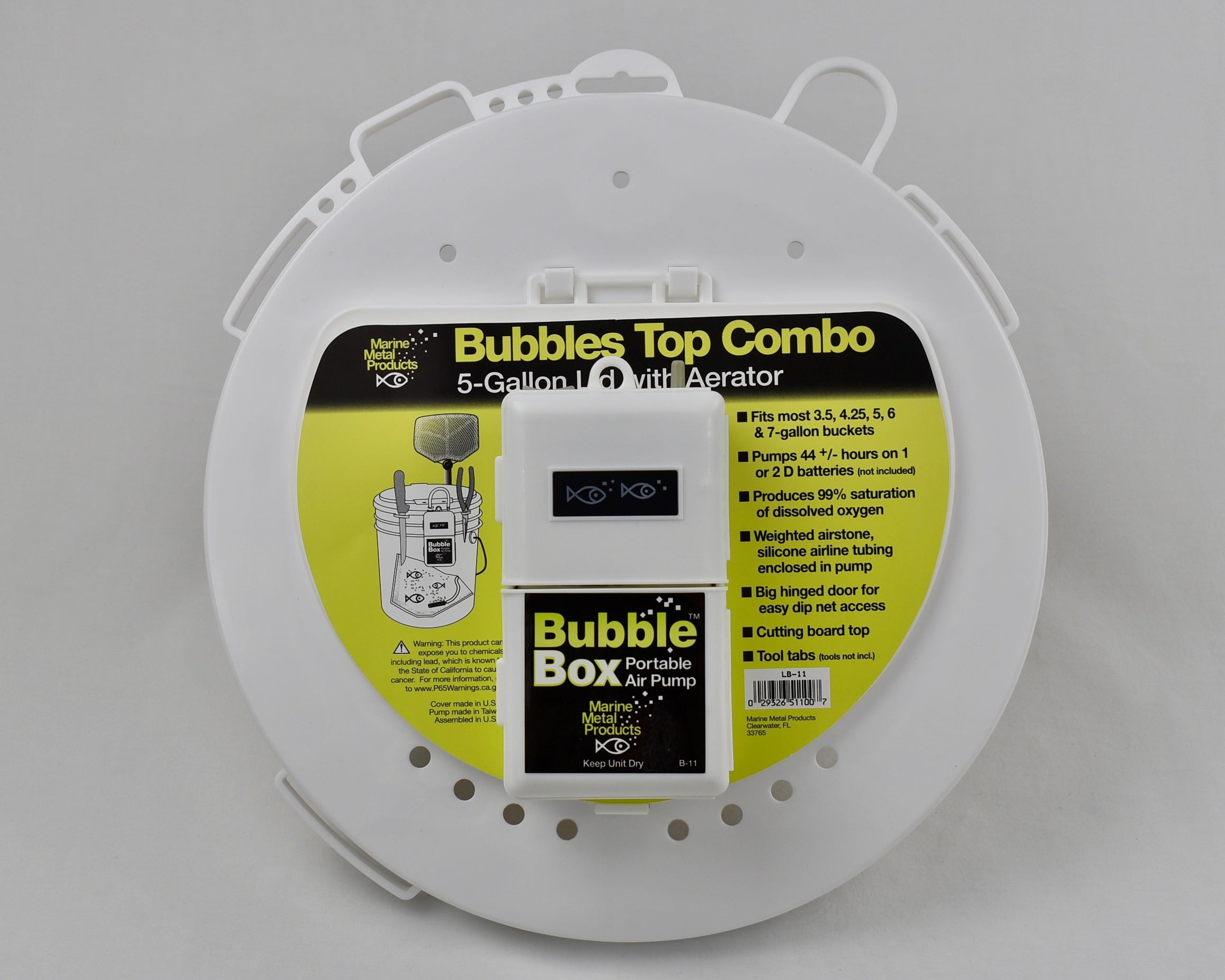 Marine Metal Products Bubbles Top Combo Aerator & Lid, LB-1, for 5 Gal. Bucket