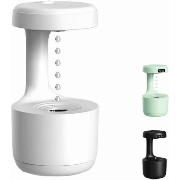 Anti-Gravity Levitating Water Drop Humidifier | Mushroom-Shaped Quiet Cool Mist Fogger, Countercurrent Rain Fountain for Bedroom Fatigue Relief（White 1 PCS）