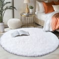 thumbnail image 4 of Socofuz Ultra Soft Indoor Modern Area Rug, Fluffy Carpet for Living Room Children Bedroom Nursery Home Decor, 6' x 6', Round White, 4 of 8