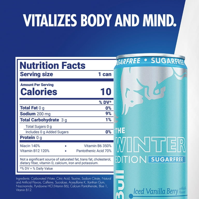 Red Bull Winter Edition Sugar Free Energy Drink, Iced