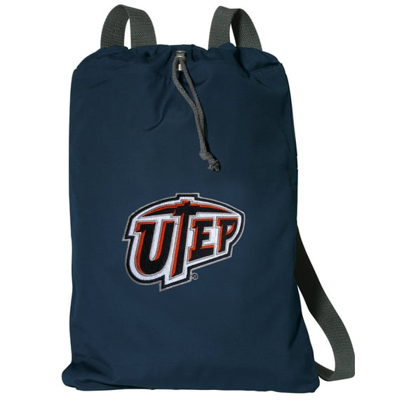 Cotton Canvas UTEP Backpack Natural Fiber UTEP Cinch Bag Lined and with Wide Straps