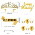 thumbnail image 2 of Adifare 18th Birthday Sash Crown Set Glitter Girl Birthday Queen Sash Tiara Set with 6 Balloons Decorative Happy Birthday Cake Topper Party Supplies for Birthday, 2 of 7
