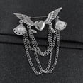 thumbnail image 6 of SmartBy Retro Angel Wing Heart Shirt Suit Collar Tip Lapel Brooch Pin with Chain Tassel, 6 of 7