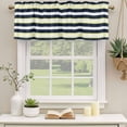 thumbnail image 3 of Yellow Navy Blue Striped Valances for Windows, Decorative Rod Pocket Window Valance Curtains, Neutral Minimalist Lines Short Curtain Drapes for Kitchen/Bathroom/Living Room, 2 Panels, 42" W x 18" L, 3 of 8
