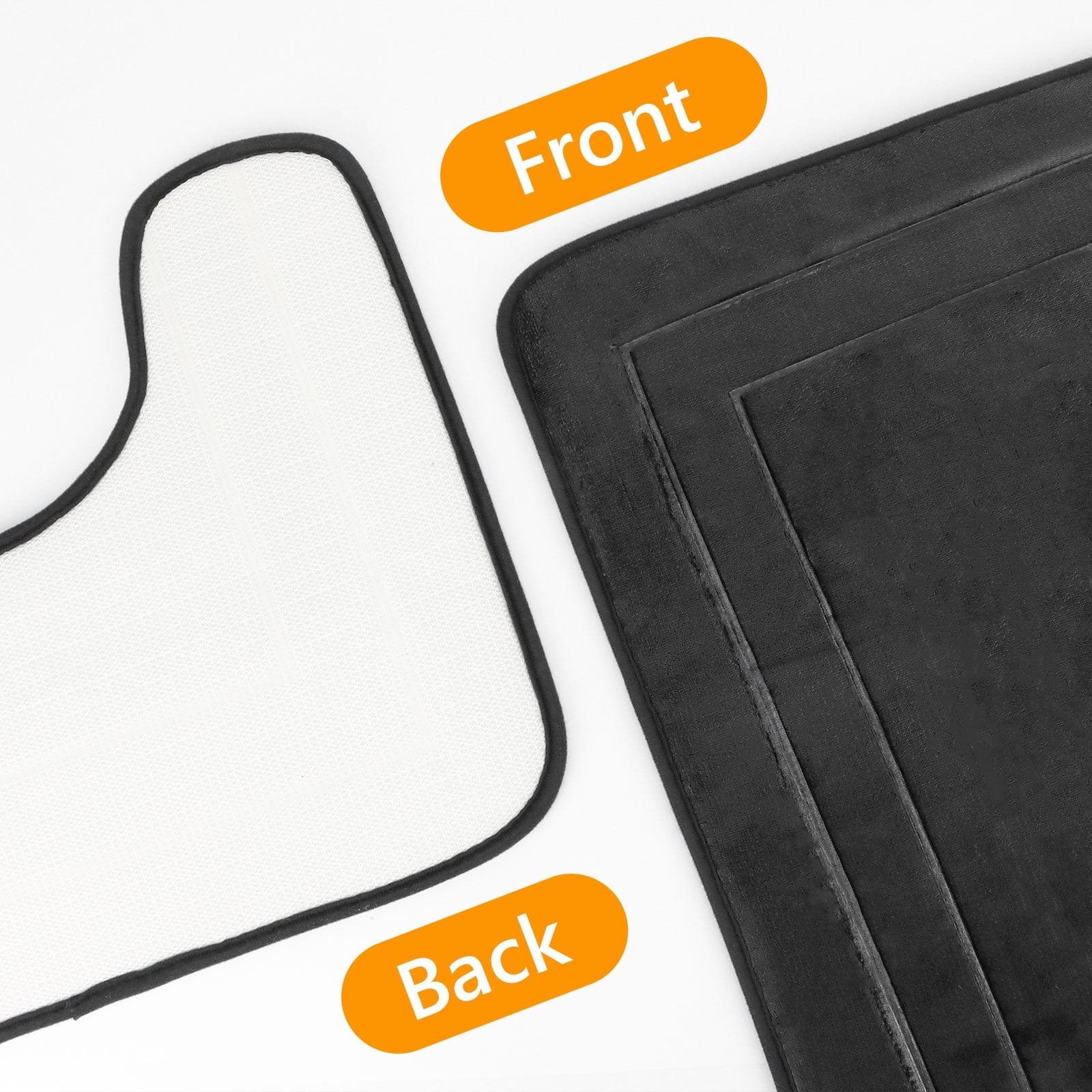 Tripumer 3 Pcs Black Memory Foam Bath Mat Set Bathroom Rugs Set U Shape Toilet Mats for Toilet Shower Sink