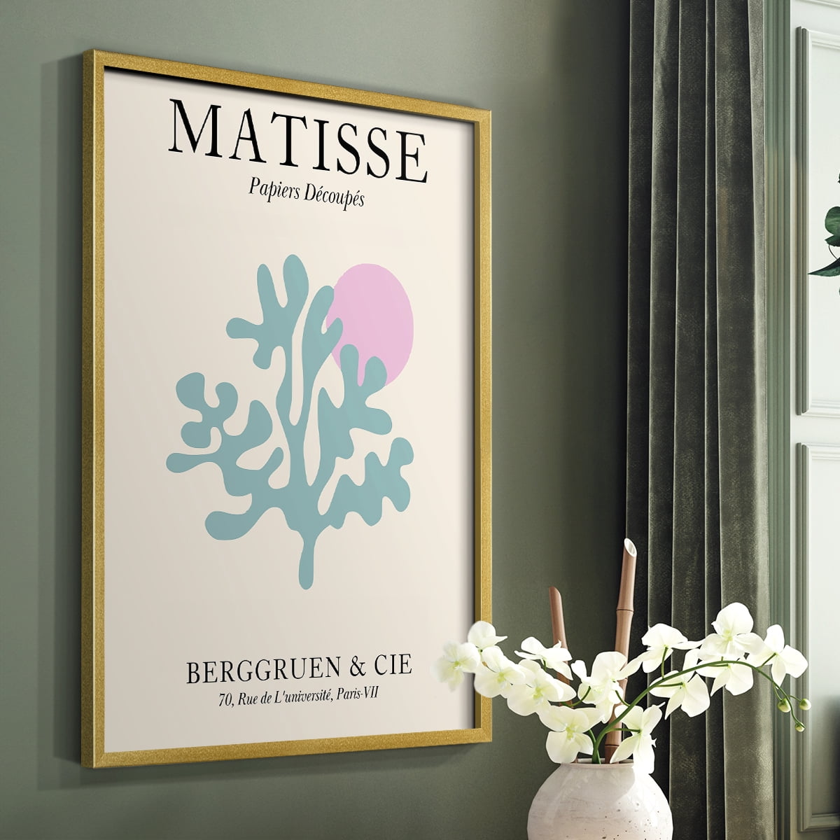 Matisse DV Framed Print in Gold Solid Wood Framed Print No Nail Hanging