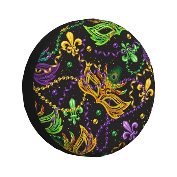 Balery Mardi Gras Surface Cubiertas para Neumáticos - Protector Resistente para Neumáticos de Camioneta, SUV, Remolque, Camper y RV-14 inch