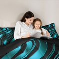 thumbnail image 4 of Castle Fairy 3D Metallic Teal Wave Queen Comforter Set 3 Pieces,Glossy Curved Abstract Texture Comforter Sets Queen,Teal Black,Black Reversible,1 Comforter and 2 Pillowcases, 4 of 6