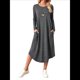 thumbnail image 1 of Vestido Informal Holgado de Cuello Redondo y Larga para Mujer, con Bolsillos Inclinados y Dobladillo Curvo. Gris Oscuro S, 1 of 9