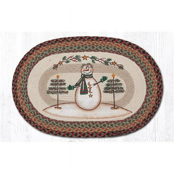 Capitol Importing 65-081MSS 20 x 30 in. Moon & Star Snowman Oval Patch Rug