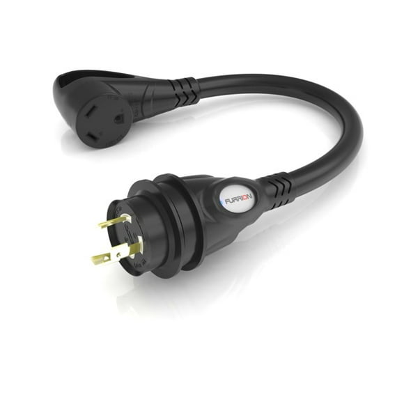 Furrion Adaptateur de Cordon d'Alimentation FP3120R-SB Pigtail; Polarisé; Noir; avec Indicateurs de Puissance LED; avec Poignée de Prise