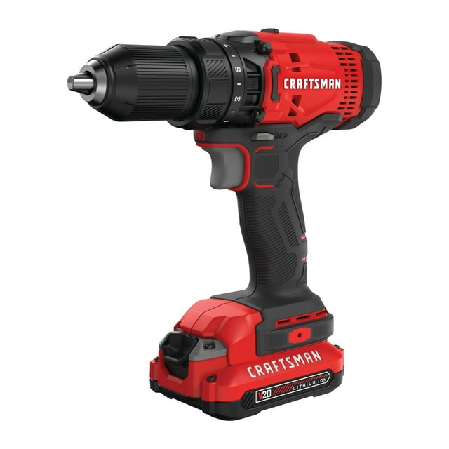 Taladro inalámbrico CRAFTSMAN V20 de 1/2 pulgada, 2.0 Ah, luz LED