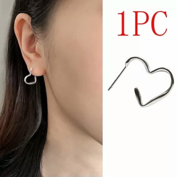 EOEMY 925 Silver Butterfly Stud Zircon Hook Flower Earrings Women Jewelry Gift-21-Heart 1Pc