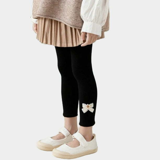 Cowsor Toddler Baby Girls Winter Fleece Lined Leggings Knit Thick Warm Full Length Tights Basic Velvet Pants