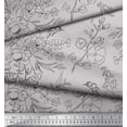 thumbnail image 2 of Soimoi Gray Heavy Canvas Fabric Flower Watercolor Fabric Prints by Yard 58 Inch Wide, 2 of 3