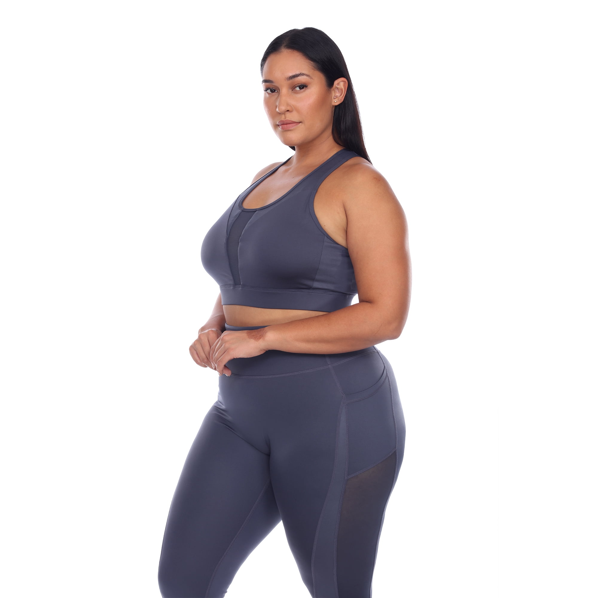 White Mark Women's Plus Size Racer Back Nylon Spandex Sports Bra
